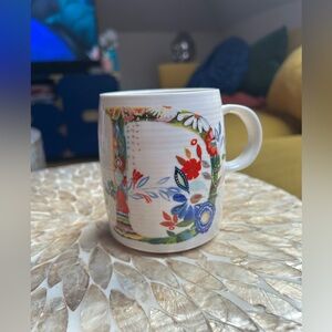 Anthropologie Starla M. Halfmann Letter "D" Monogram Initial Coffee Mug Tea Cup